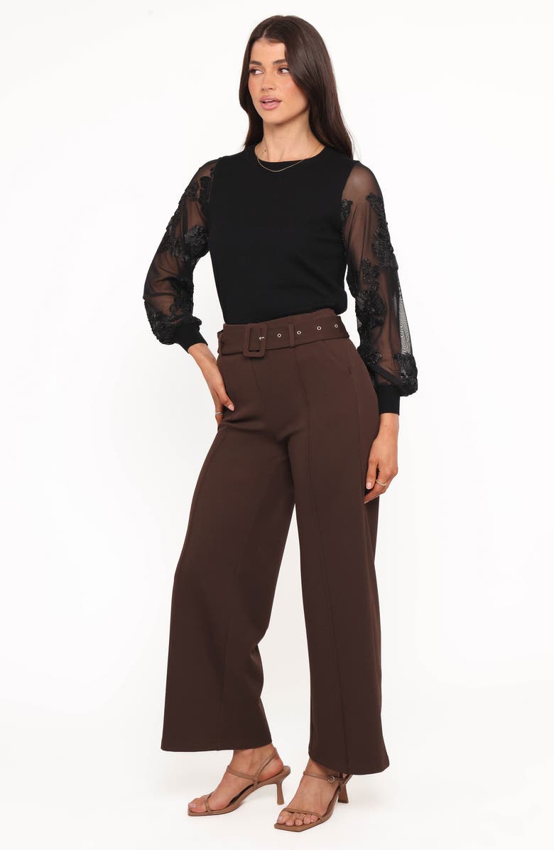 Petal & Pup Benton Belted Wide Leg Pants, Alternate, color, Brown