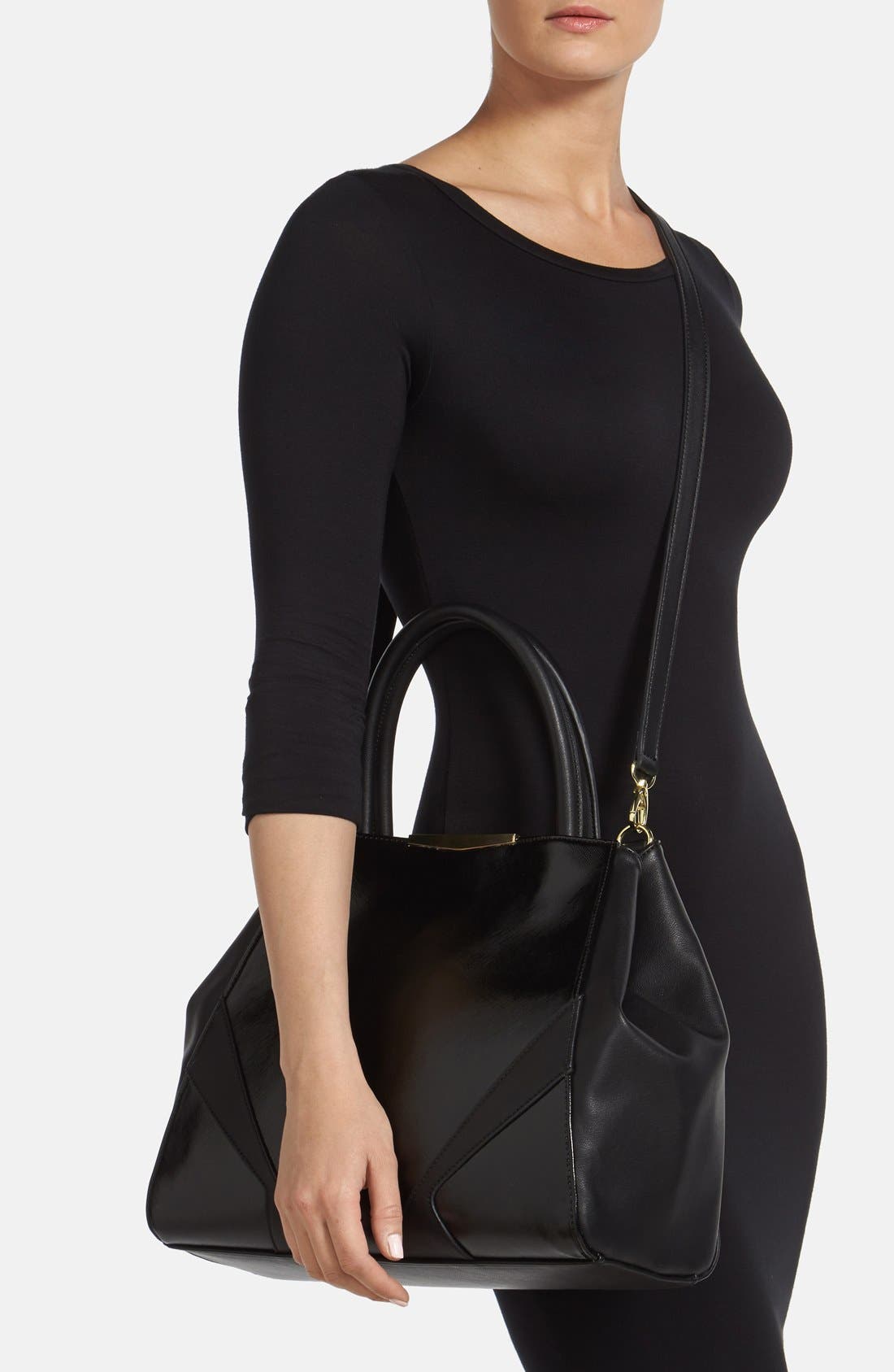 'Adeline' Satchel, Alternate, color, BLACK/ BLACK