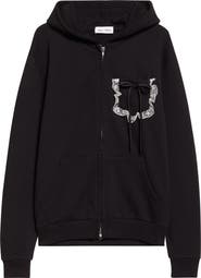 Tanner Fletcher Gender Inclusive Bennett Bow Pocket Cotton Zip-Up Hoodie