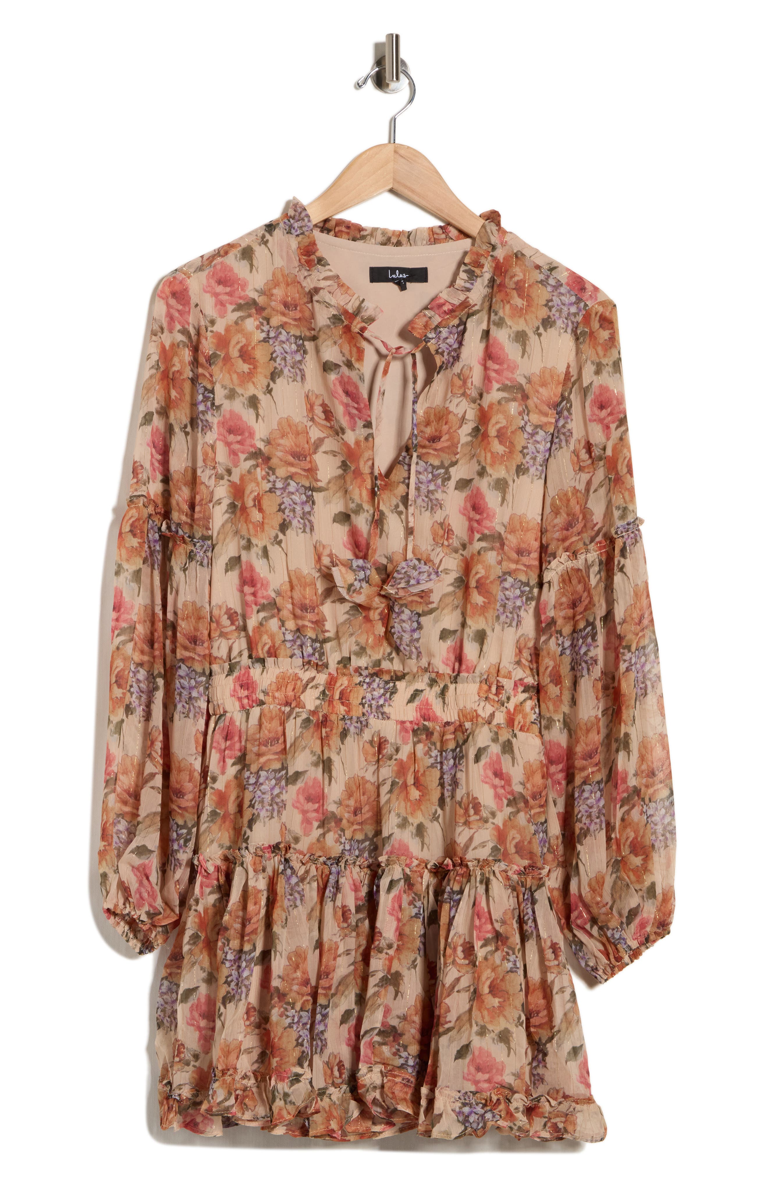 Lulus Zoe Long Sleeve Chiffon Minidress