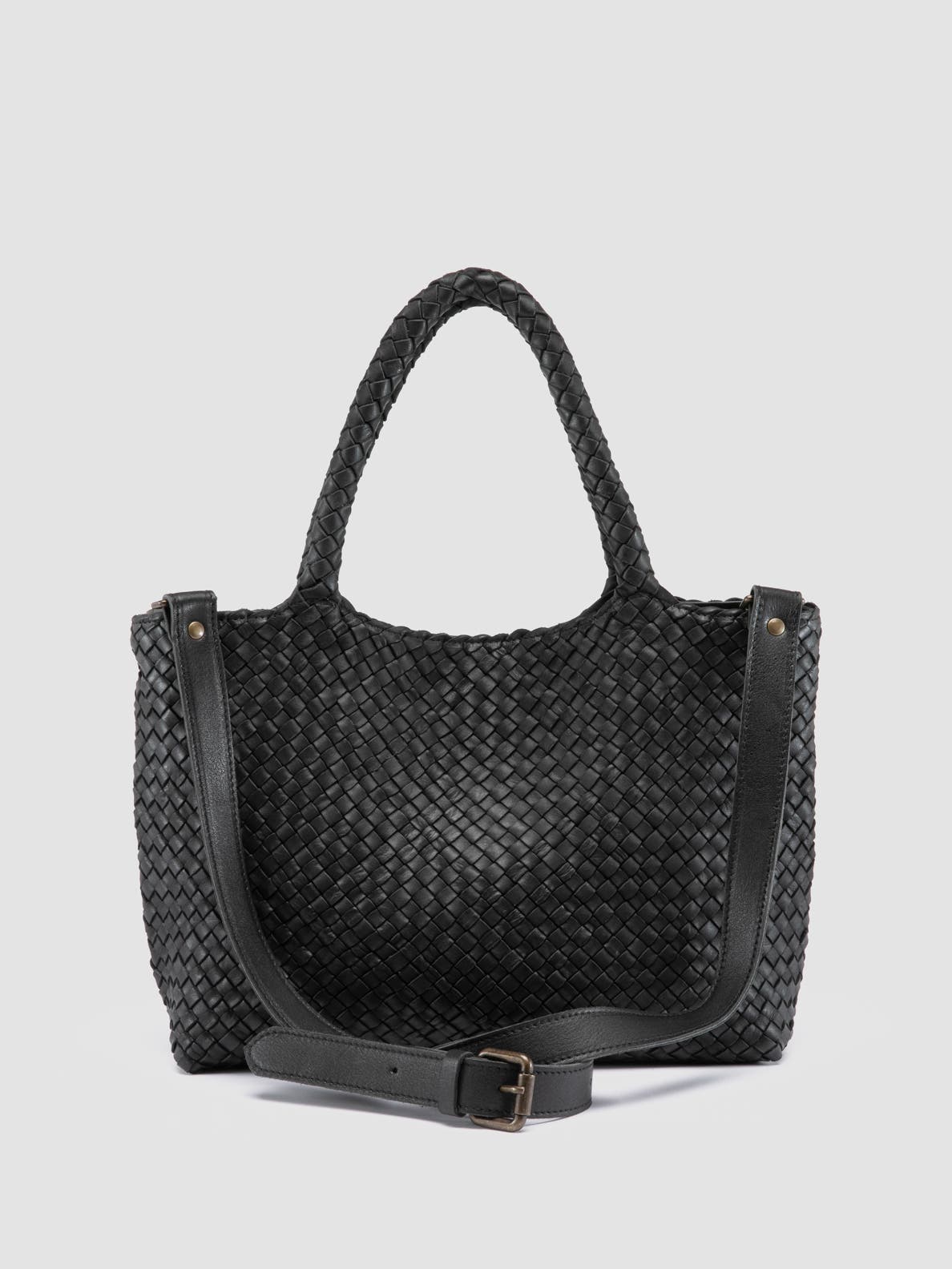 Officine Creative Raquel 001 Hand-Woven Shoulder Bag, Alternate, color, Black