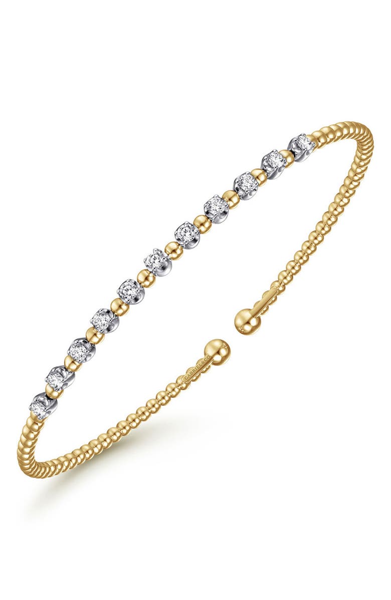 Gabriel & Co. Bujukan Diamond Beaded Cuff Bracelet, Alternate, color, Two Tone