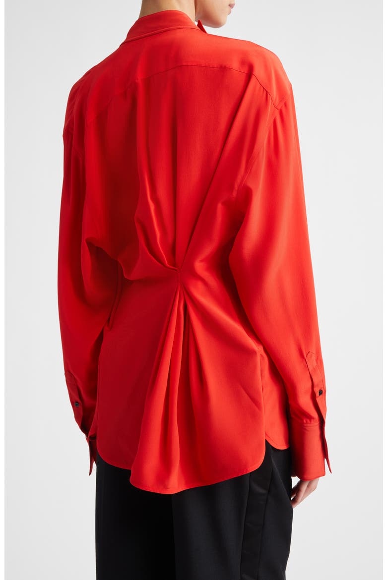 Drape Detail Silk Shirt, Alternate, color, CARDINAL RED