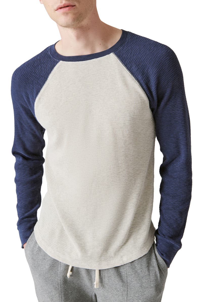 Lucky Brand Acid Wash Colorblock Thermal Henley, Main, color, 