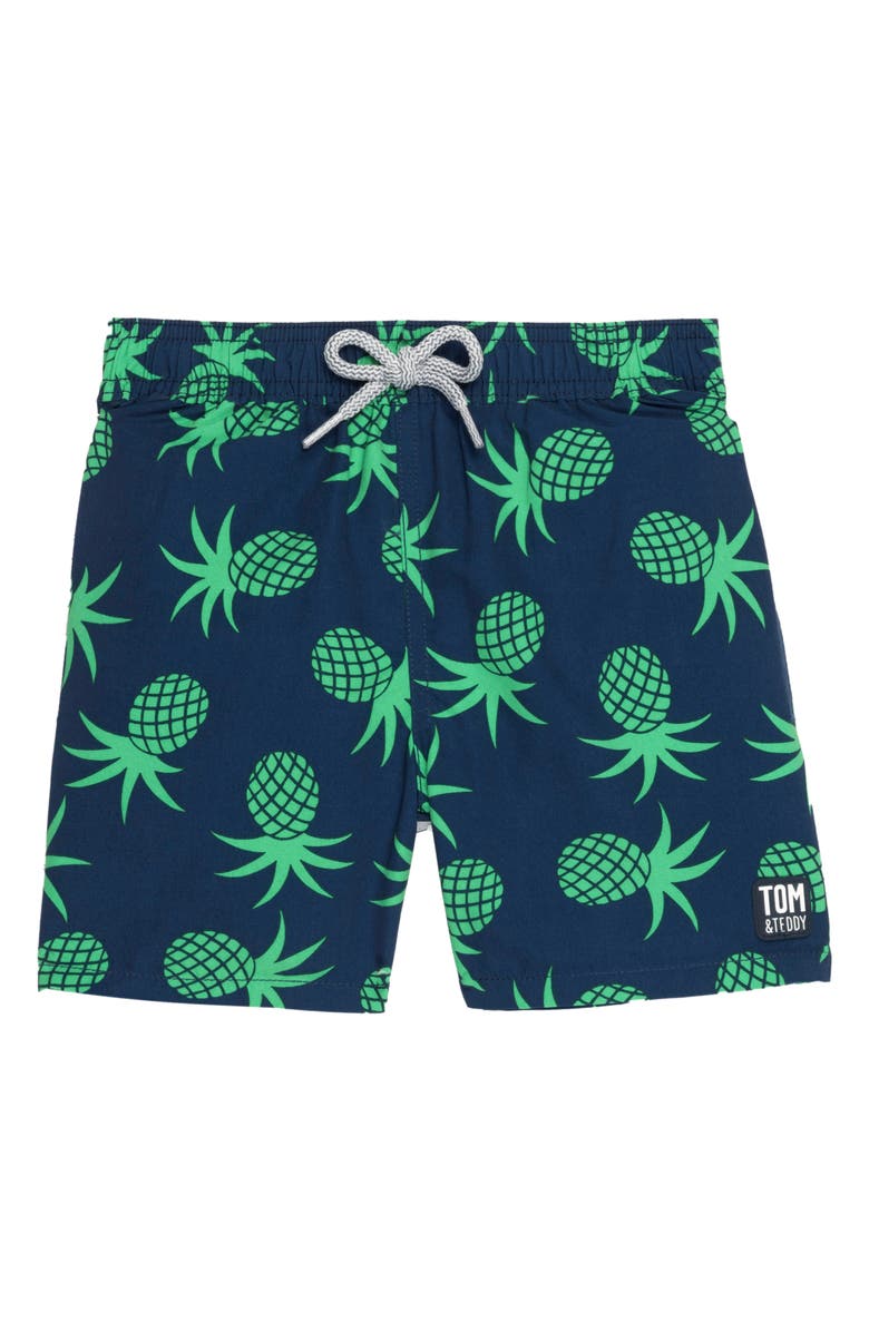 Tom & Teddy Pineapple Swim Trunks, Main, color,