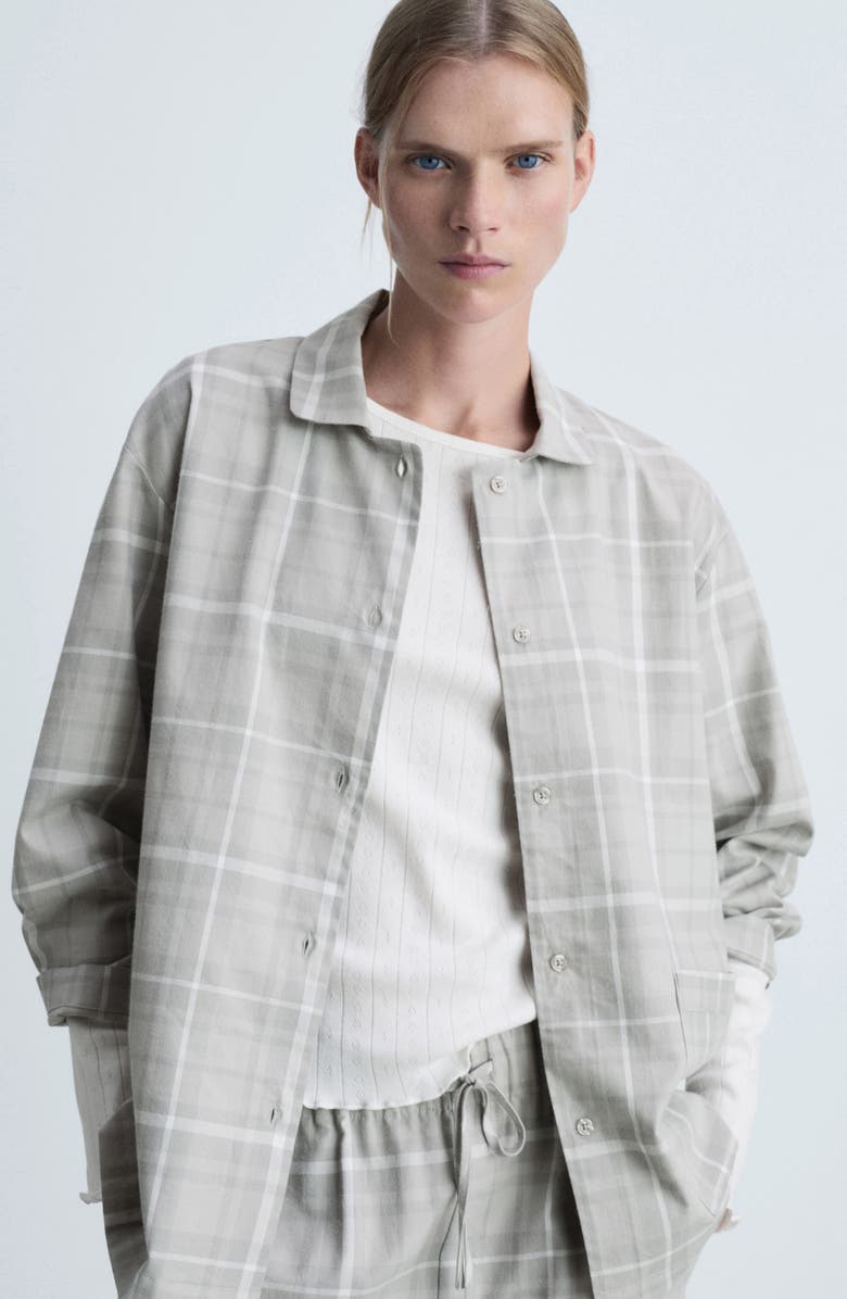 MANGO Organic Cotton Flannel Pajama Shirt, Alternate, color,