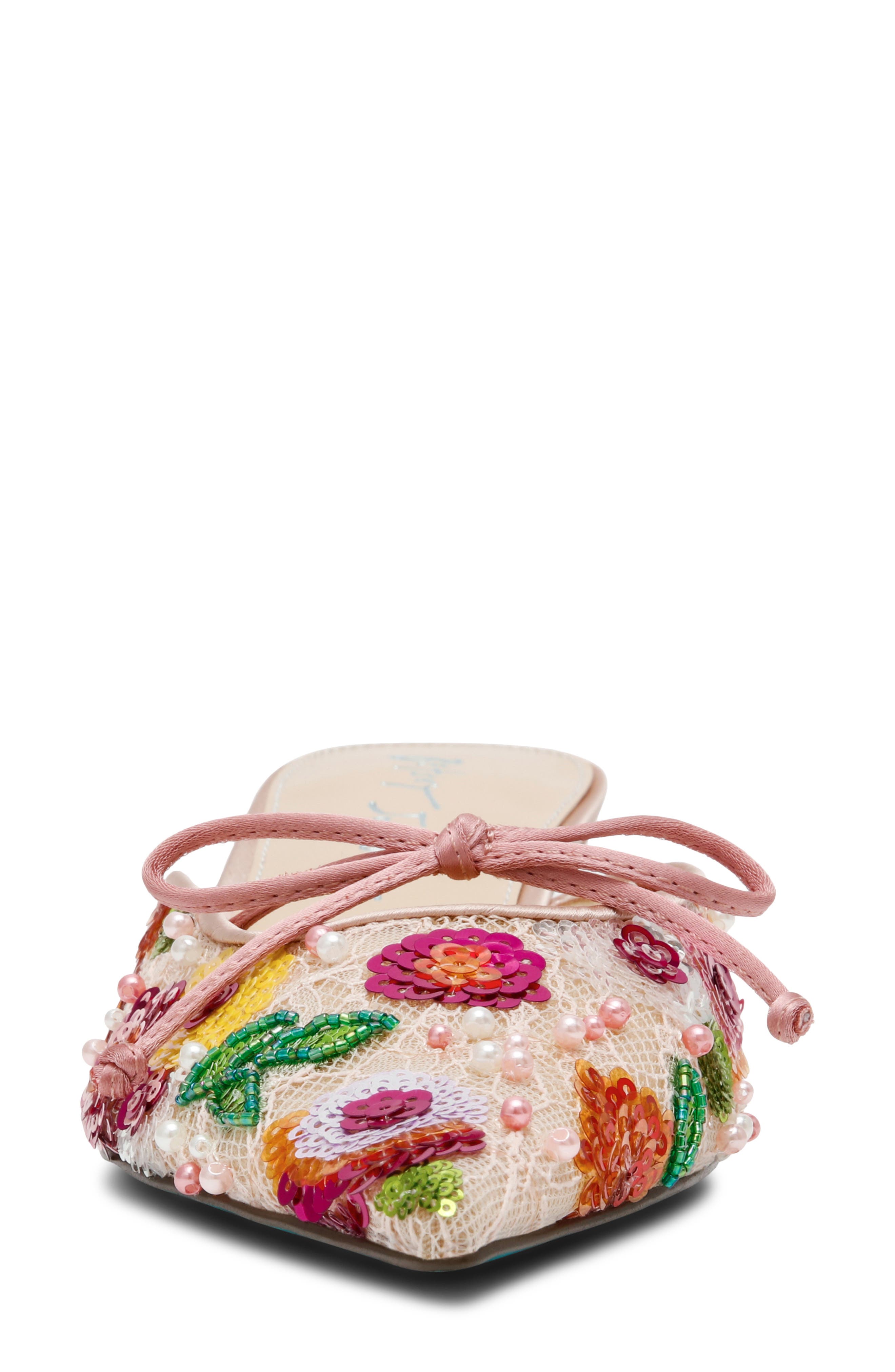 Keely Sequin Mule, Alternate, color, BEIGE FLORAL
