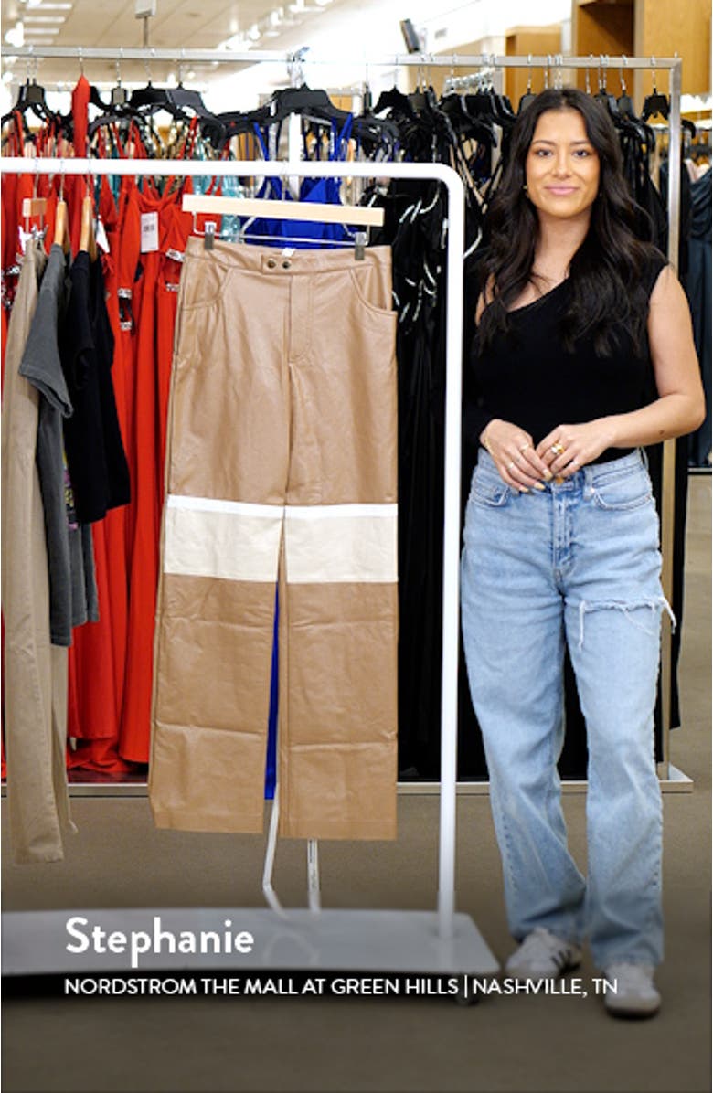 Biker Colorblock Straight Leg Faux Leather Pants, sales video thumbnail