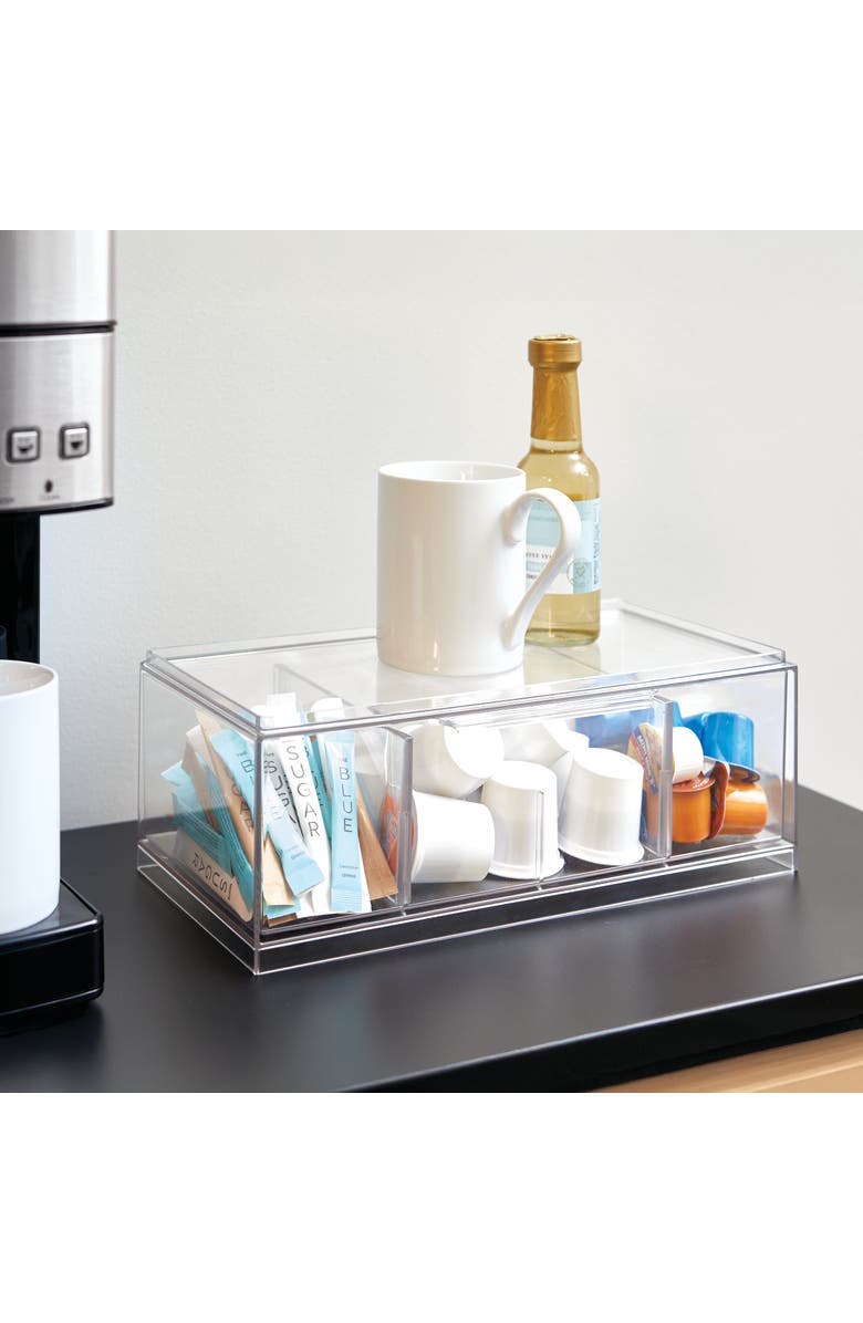 iDesign Set of 4 Stackable 4-Section Tea Storage Drawers - Clear, Alternate, color, Clear