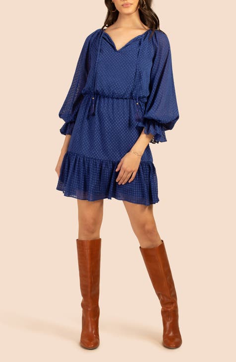 Viti Three-Quarter Puff Sleeve Dress