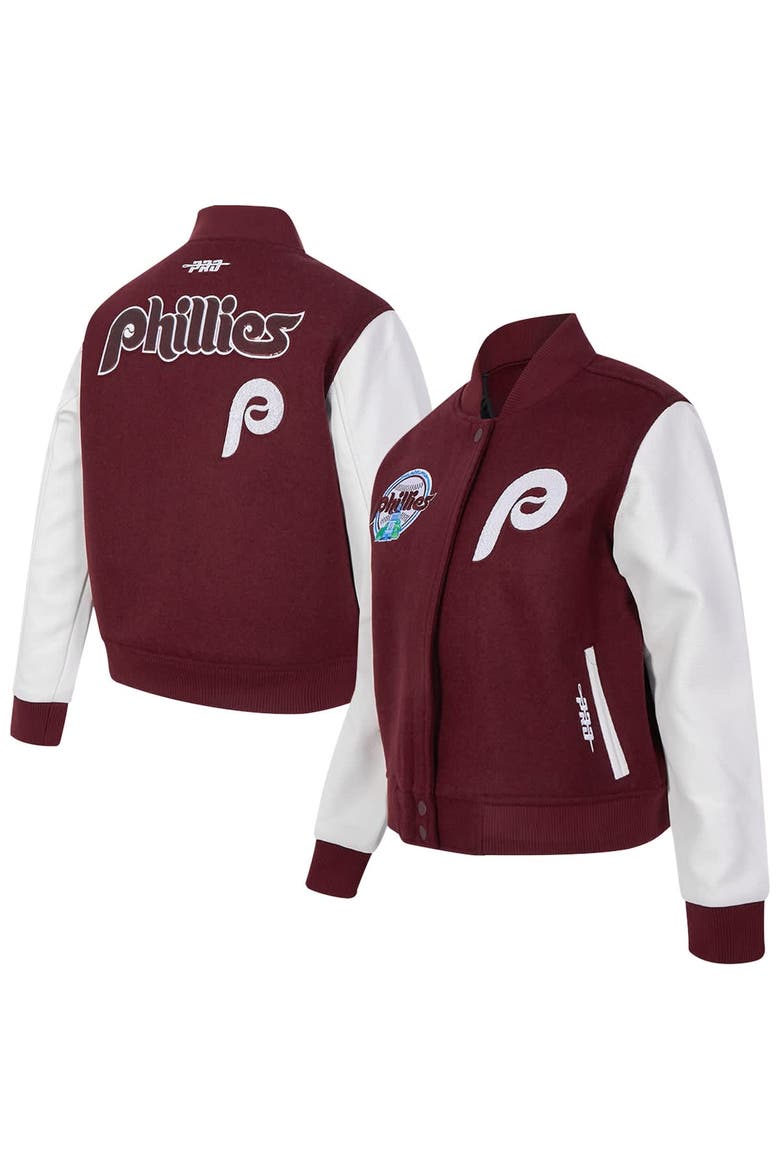 Women's Pro Standard Burgundy Philadelphia Phillies Game Day Classics Wool Varsity Jacket, Alternate, color, Burgundy