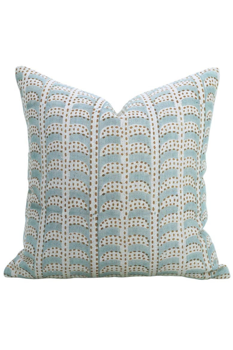 Throw Block Printed Cushion Cover Thick Linen Pillow - Garud, Main, color, Blue