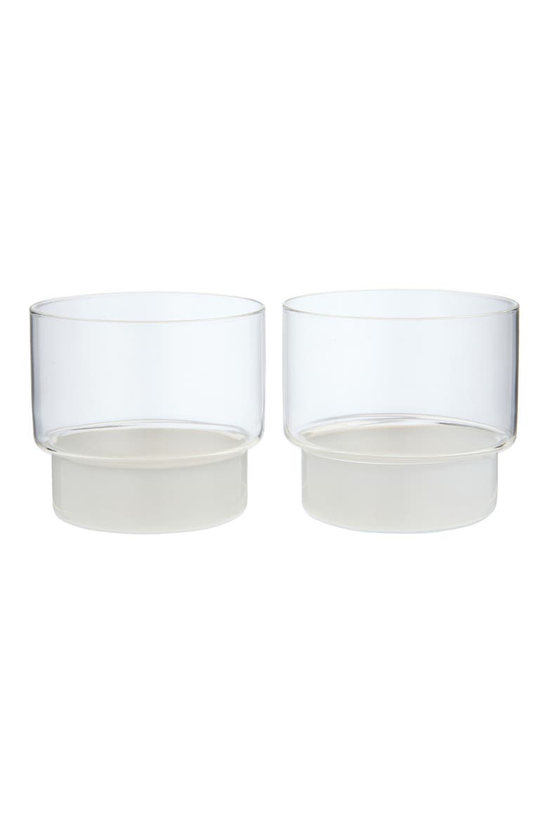 Rye Set of 2 Short Tumblers, Main, color, CLEAR + OPAL WHITE