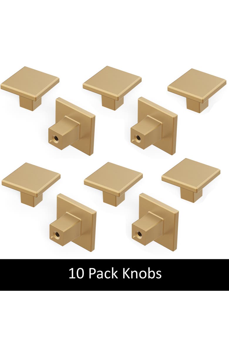 Heritage Designs Cabinet Knobs 10Pk Brushed Brass, Alternate, color, Brown