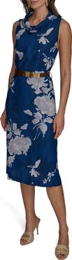 Donna Karan New York Floral Sleeveless Linen Blend Sheath Dress
