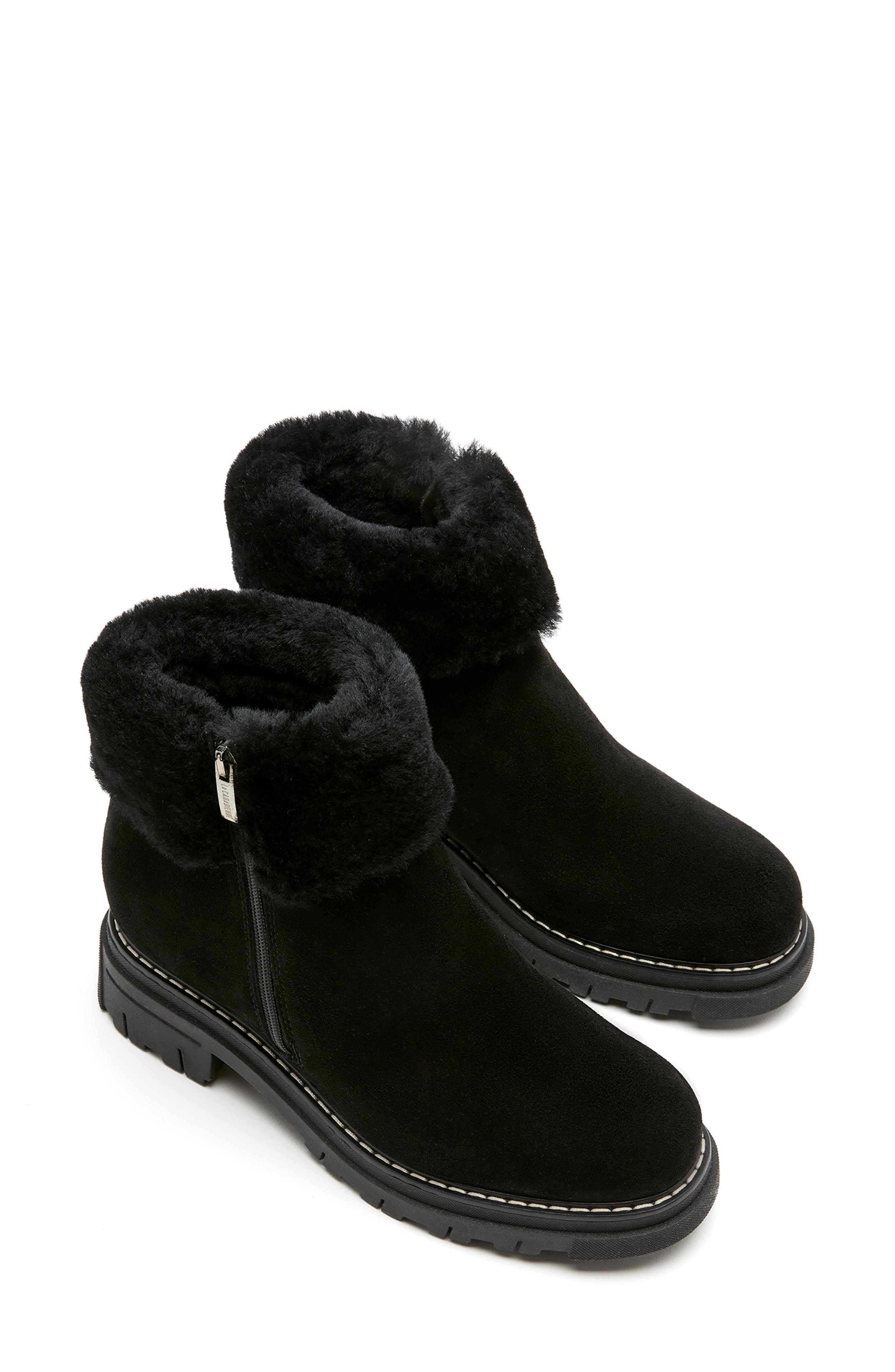 La Canadienne Dixie City Dry<sup
™</sup
 Genuine Shearling Trim Waterproof Boot, Alternate, color, Black Suede
