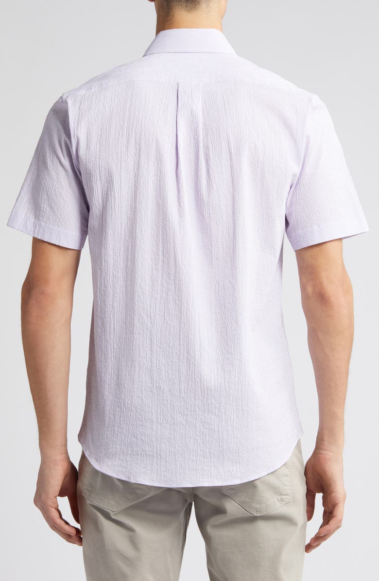 Scott Barber Stripe Short Sleeve Cotton Seersucker Button-Down Shirt, Alternate, color, 