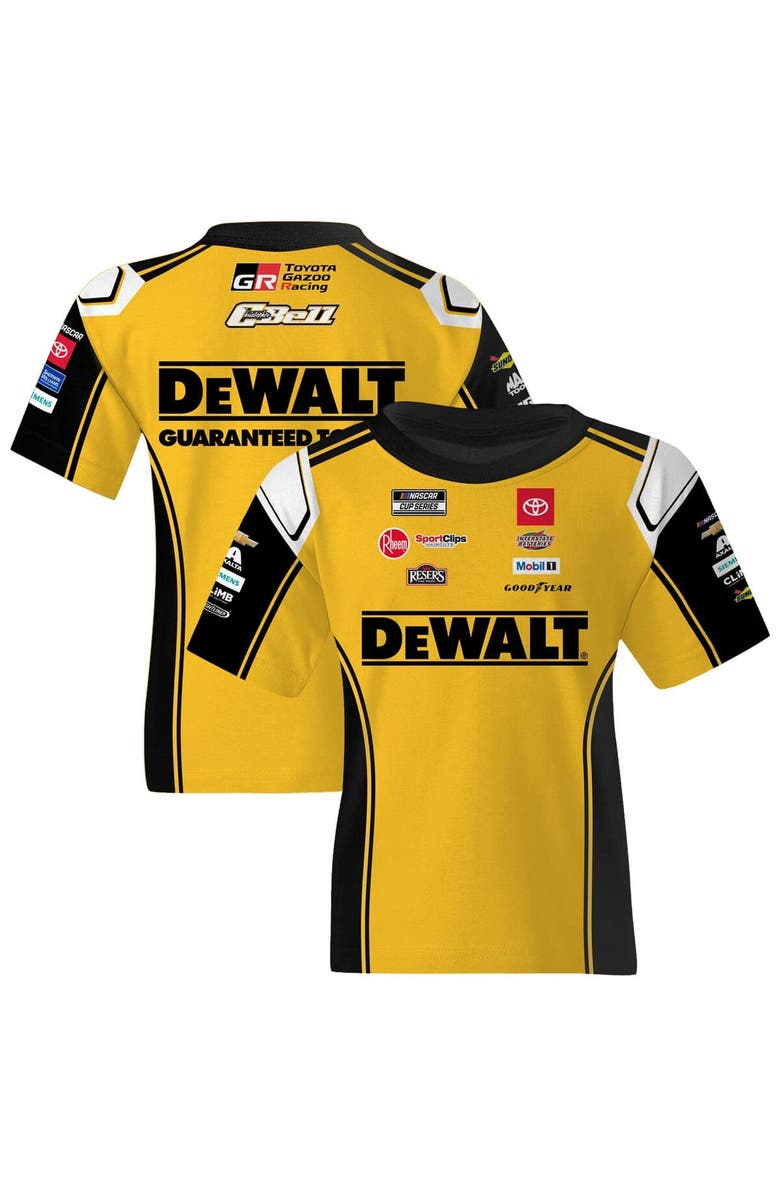 JOE GIBBS RACING TEAM COLLECTION Youth Joe Gibbs Racing Team Collection  Yellow Christopher Bell DeWalt Uniform T-Shirt, Alternate, color, 