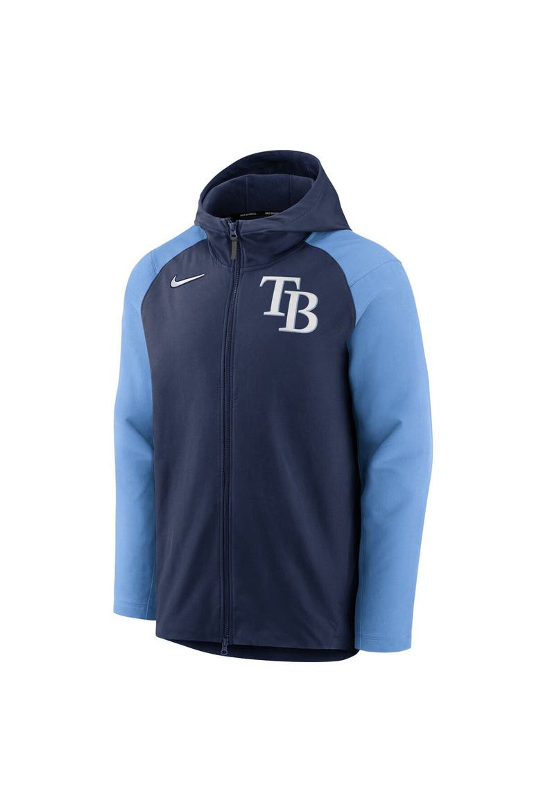 Men's Nike Navy/Light Blue Tampa Bay Rays Authentic Collection Performance Raglan Full-Zip Hoodie, Alternate, color, Navy