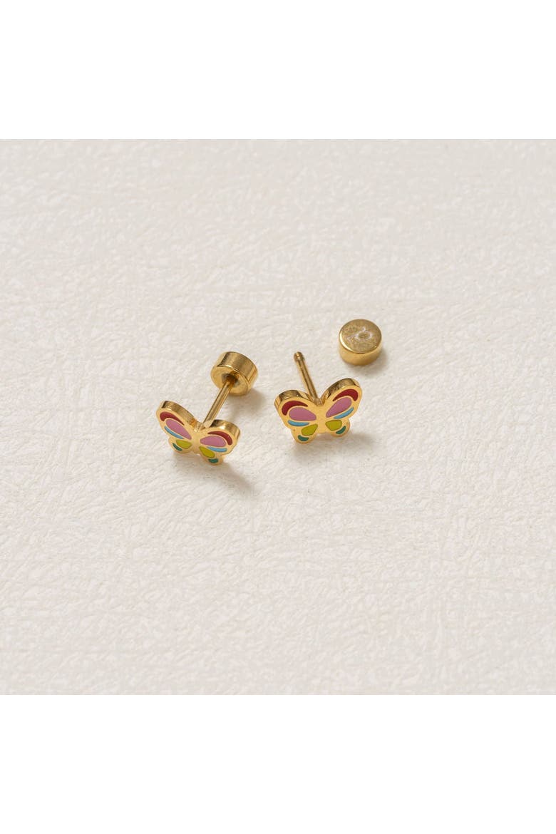 Colorful Butterfly Hypoallergenic Flatback Stud Earrings, Alternate, color, Multi