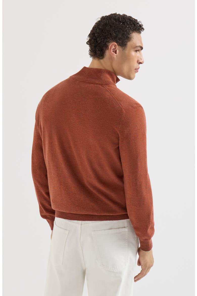 Mouliné cashmere sweater with half zip, Alternate, color, Grey