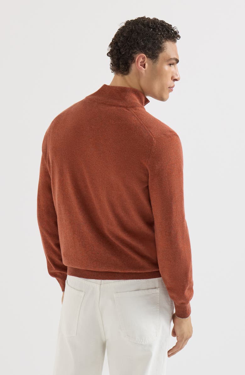Brunello Cucinelli Mouliné cashmere sweater with half zip, Alternate, color, Grey