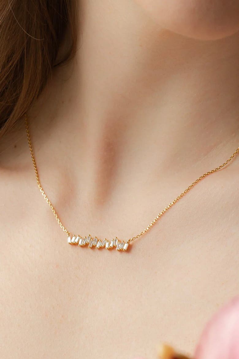 Sterling Silver 18k Gold Plated Clara Abstract Crystal Necklace & Earring Set, Alternate, color, Gold