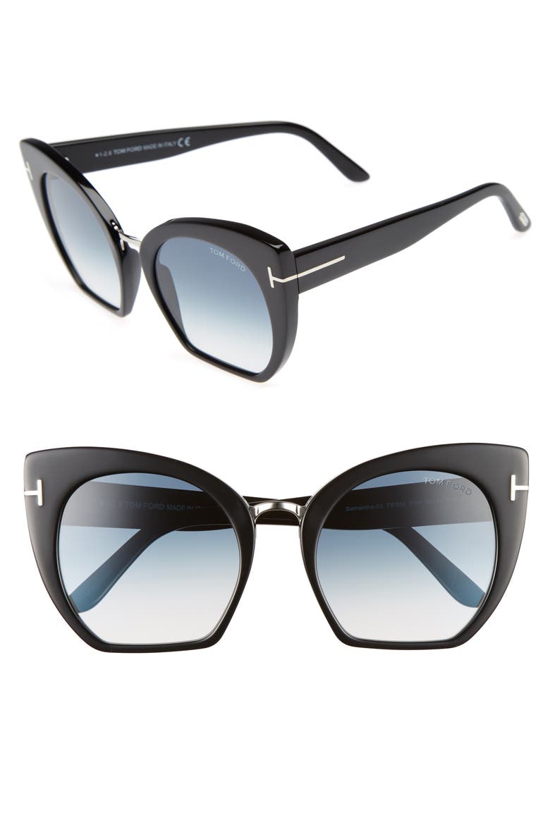 Samantha 55mm Sunglasses, Main, color, SHINY BLACK/ GRADIENT BLUE