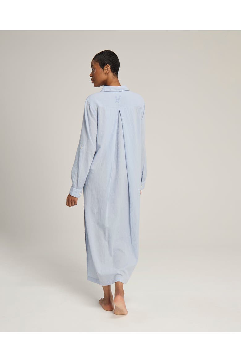 The Long Sleeve Maxi Shirt, Alternate, color, Navy Blue Stripe