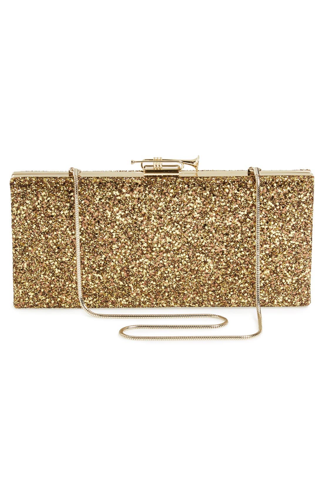 'smoke and mirrors - lyric' glitter box clutch, Alternate, color, ANTIQUE GOLD