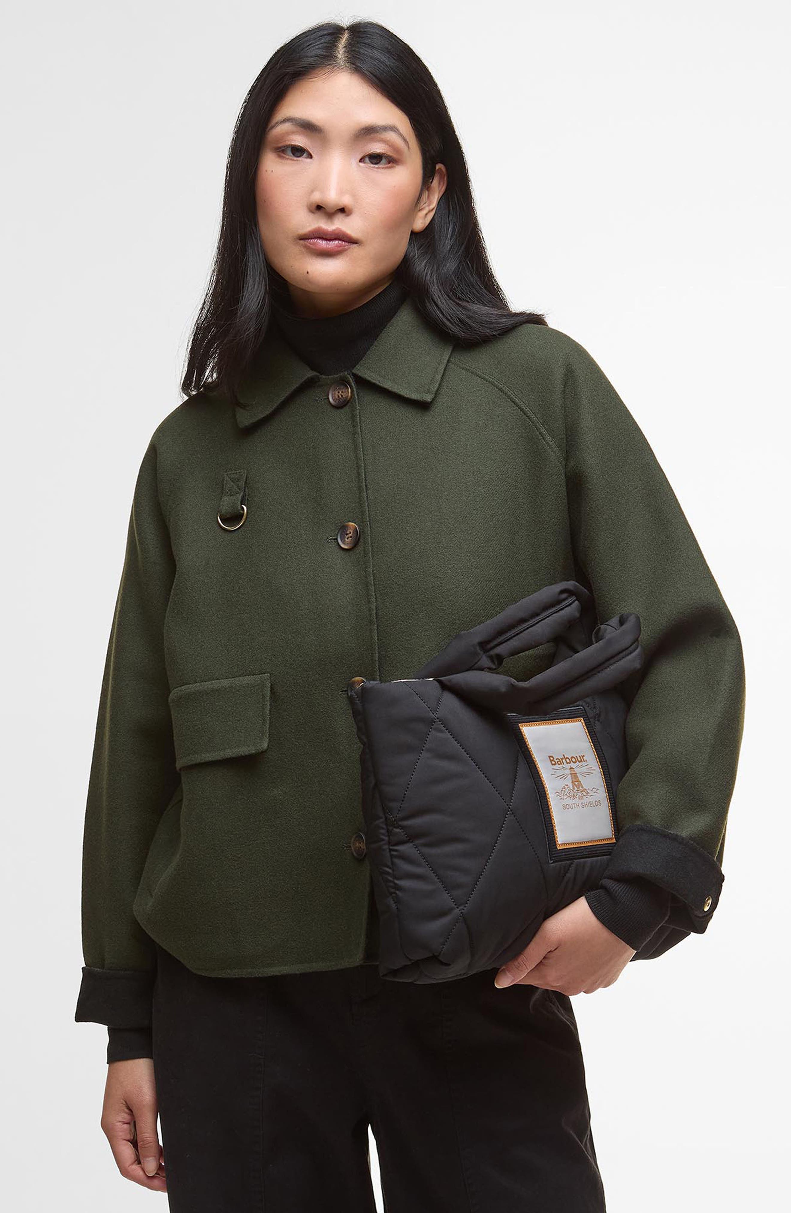 Barbour Mini Mariah Diamond Quilted Tote Bag, Alternate, color, Black/ Ancient