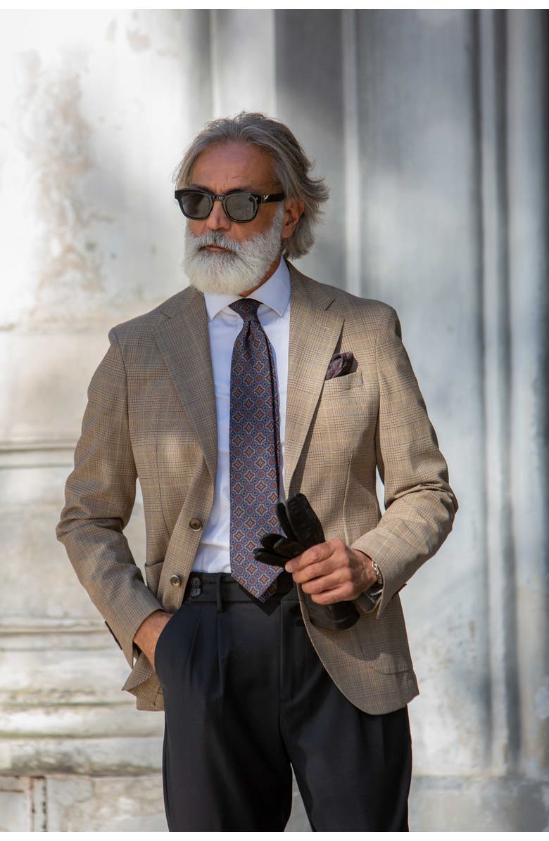 Elizabetta Lorenzo - Printed Madder Silk Tie for Men, Alternate, color, Blue