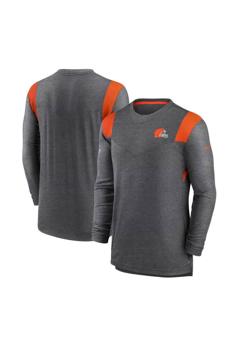 Men's Nike Charcoal Cleveland Browns Sideline Tonal Logo Performance Player Long Sleeve T-Shirt, Main, color, Charcoal