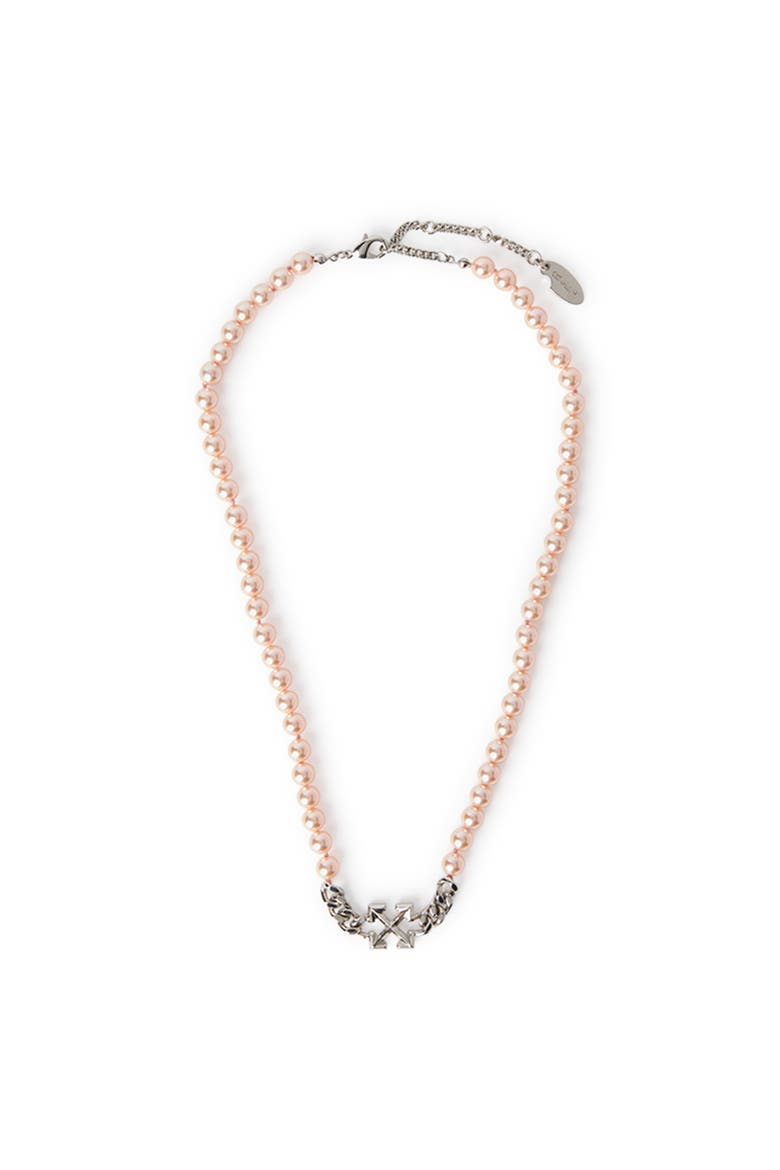 ARROW PEARL FULL NECKLACE SILVER -SOFT PINK, Main, color, Pink Pearl