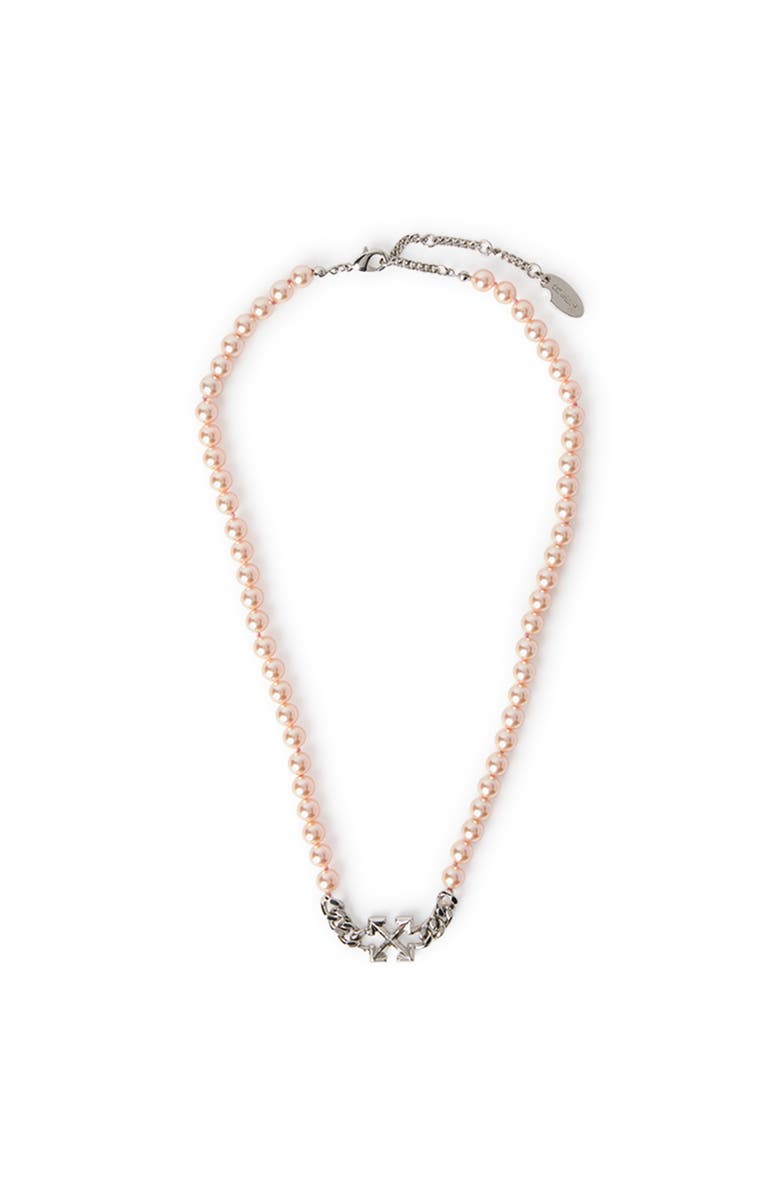Off-White ARROW PEARL FULL NECKLACE SILVER -SOFT PINK, Main, color, Pink Pearl