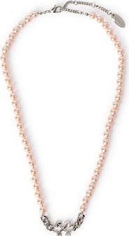 Off-White ARROW PEARL FULL NECKLACE SILVER -SOFT PINK