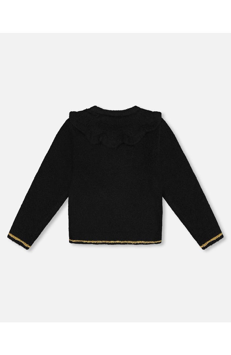 Deux par Deux Knitted Cardigan with Rhinestones, Main, color, Black