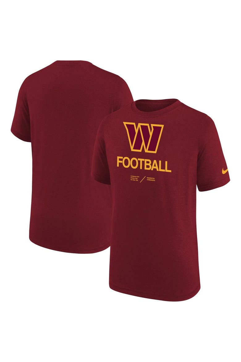 Youth Nike Burgundy Washington Commanders Sideline Legend Performance T-Shirt, Main, color, Burgundy