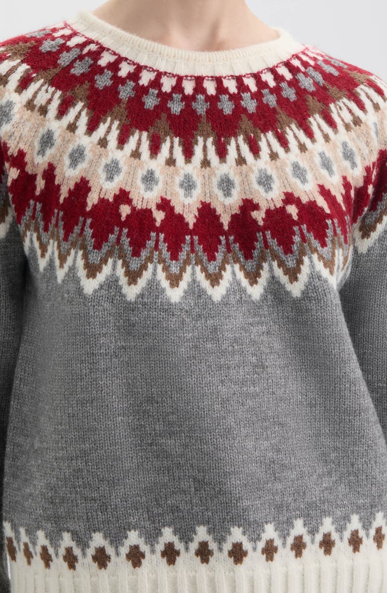 Hunter Jacquard Crewneck Sweater, Alternate, color, Grey