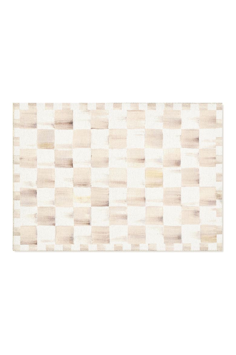 Mocha Checkerboard Machine Washable Rug, Main, color, MOCHA