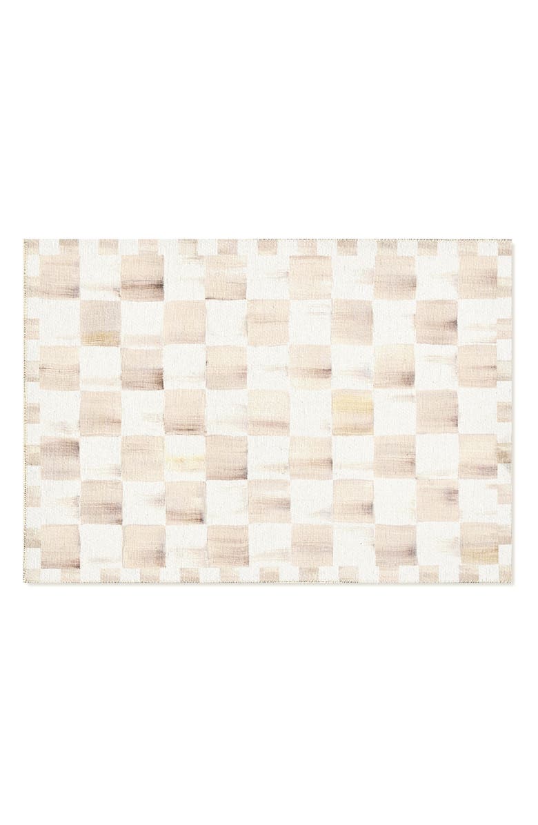 MACKENZIE CHILDS Mocha Checkerboard Machine Washable Rug, Main, color, Mocha