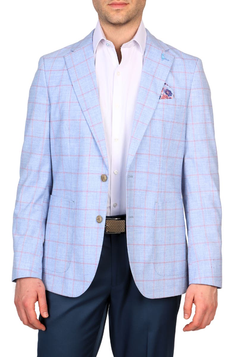TailorByrd Mélange Windowpane Sport Coat, Alternate, color, Blue