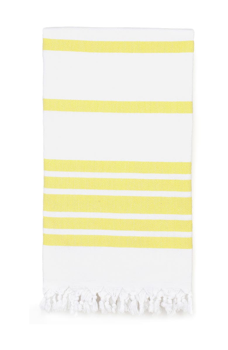 Linum Home Textiles 100% Turkish Cotton Herringbone Pestemal Beach Towel - Yellow & White, Main, color, 