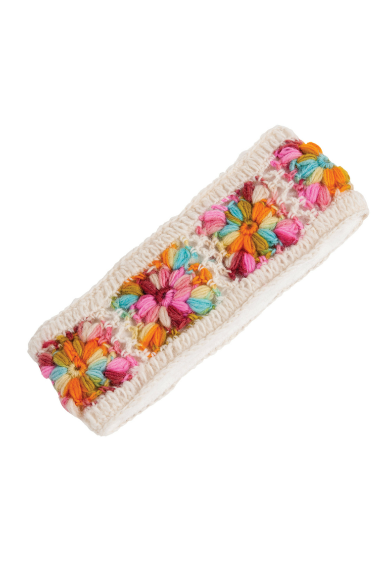 Flower Crochet Headband- MULTI's, Main, color, White Multi