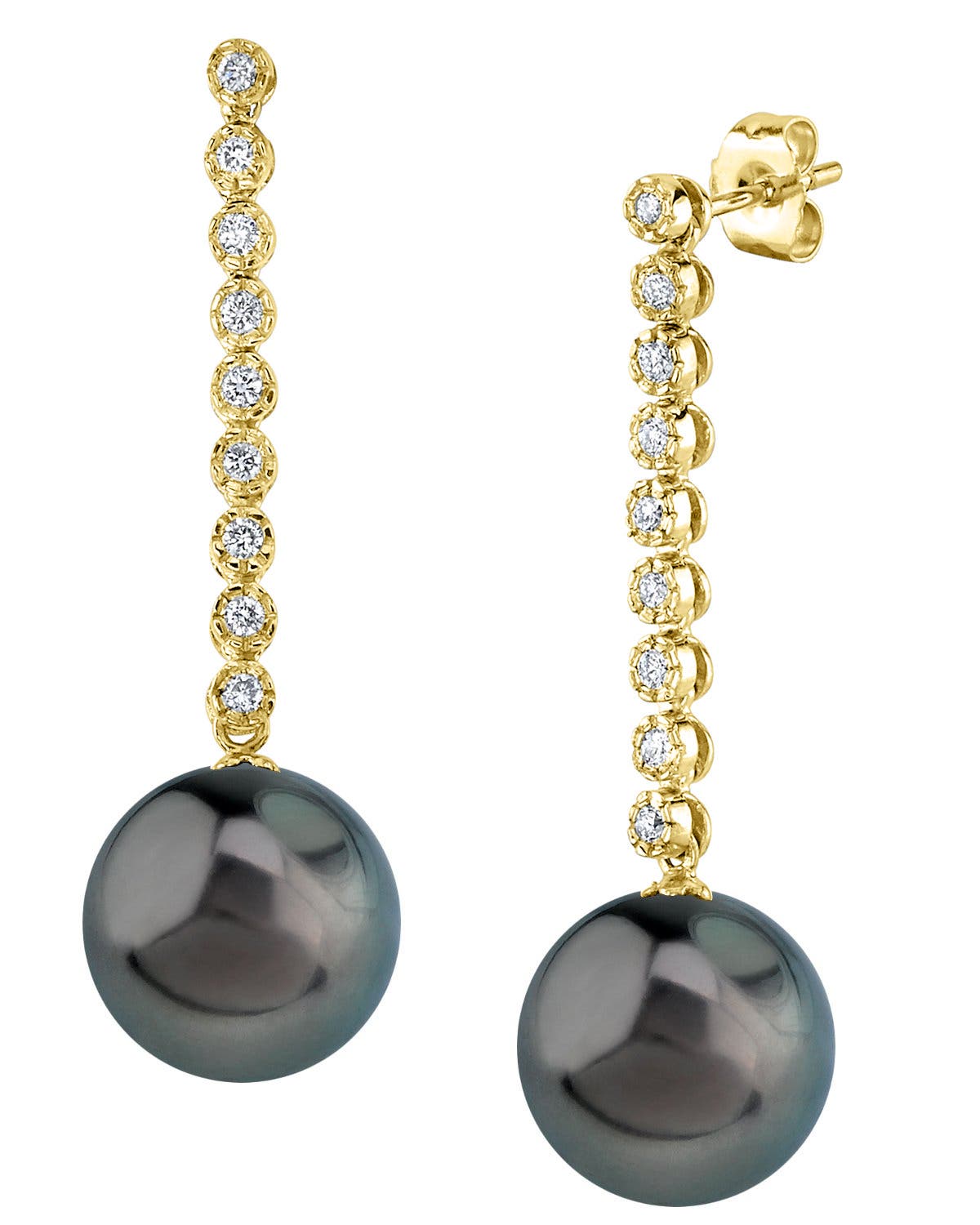 The Pearl Source Tahitian South Sea Pearl & Diamond Serena Earrings In Yellow Gold
