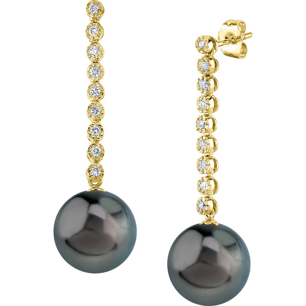 The Pearl Source Tahitian South Sea Pearl & Diamond Serena Earrings In Yellow Gold