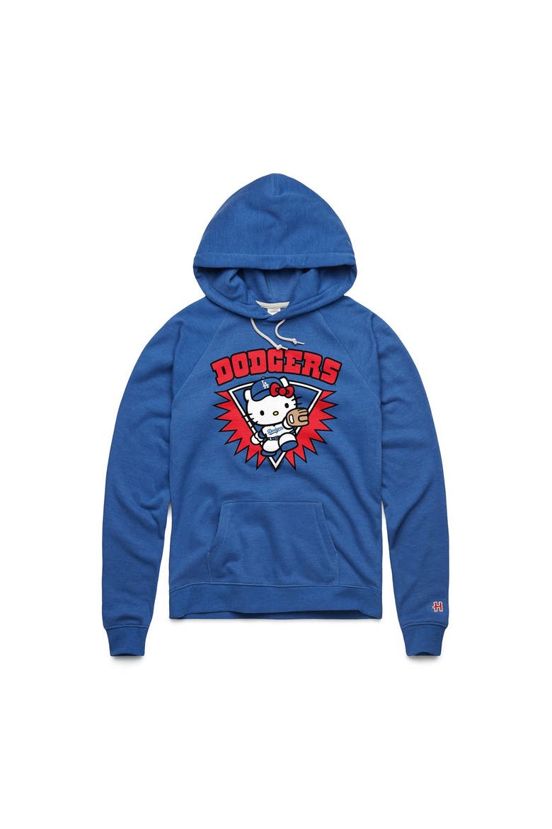 Women's Homage Royal Hello Kitty x Los Angeles Dodgers Throw Burst Tri-Blend Hoodie, Main, color, Royal