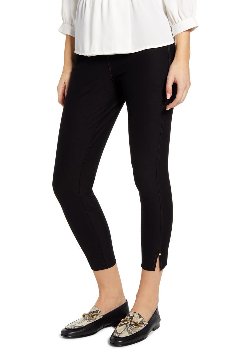 Lyssé Crop Slit Denim Leggings, Main, color, BLACK