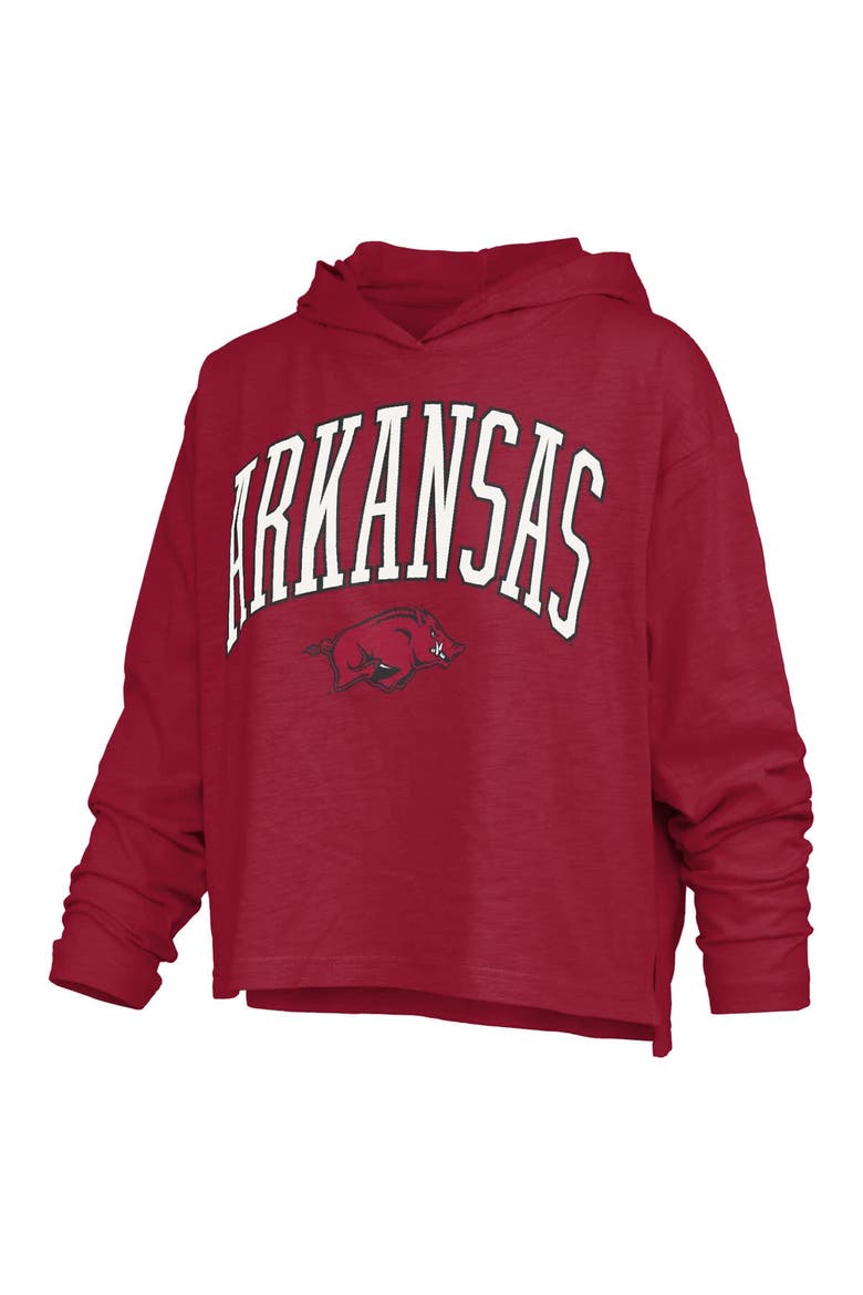 Women's Pressbox  Cardinal Arkansas Razorbacks Nelson Arch Over Logo Long Sleeve Hooded Slub T-Shirt, Alternate, color, Cardinal