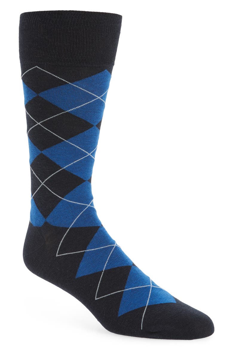 Argyle Crew Socks, Main, color, NAVY